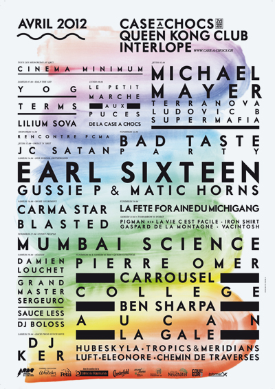 monthly program case a chocs atelyeah pxp aquarel hippiesque background with straight black typo over it